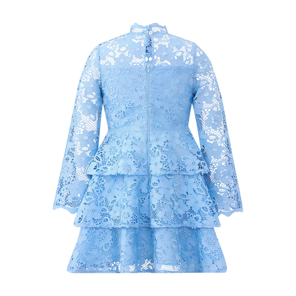 MARLO KIDS Gianna Embroidery Mini Dress in Powder Blue