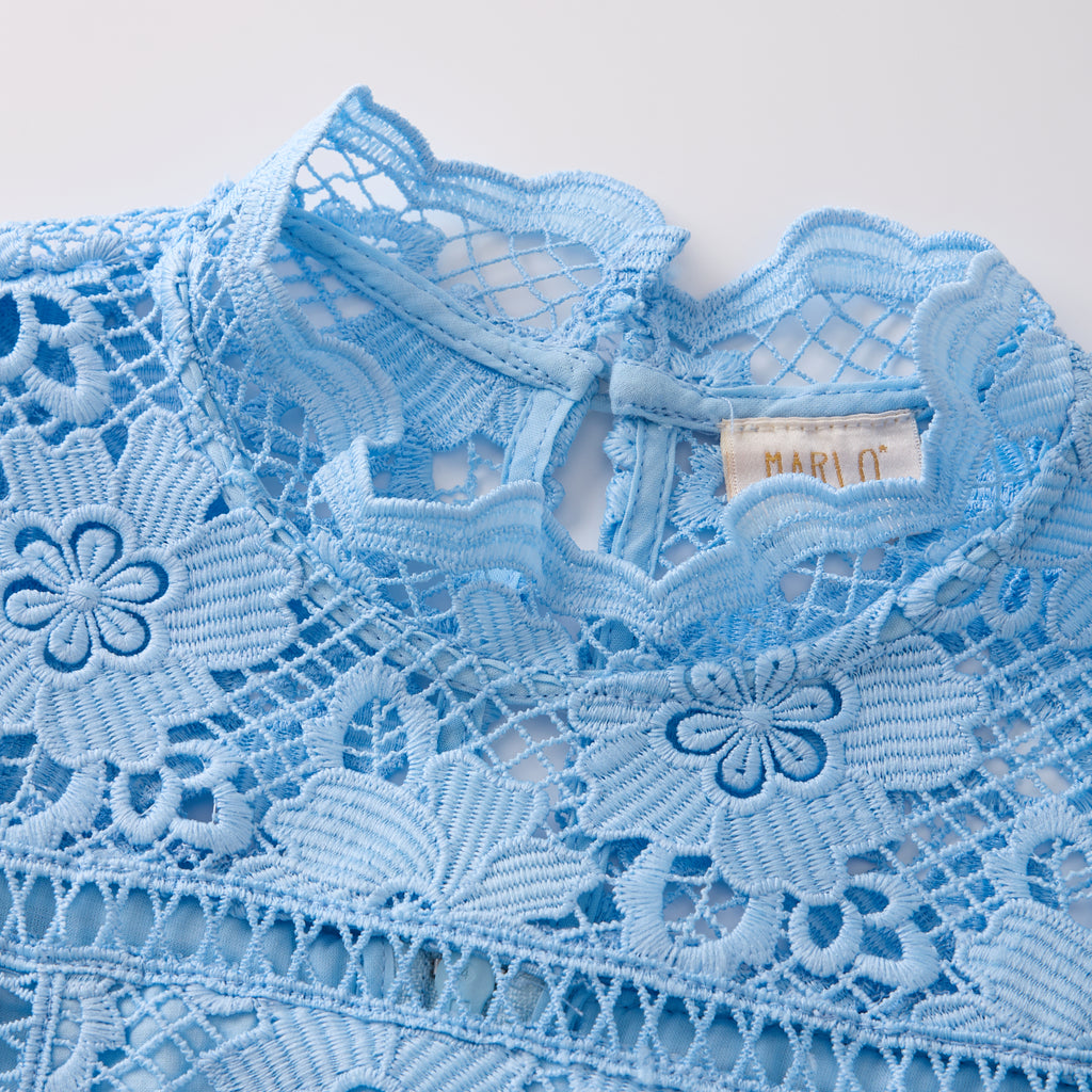 MARLO KIDS Gianna Embroidery Mini Dress in Powder Blue