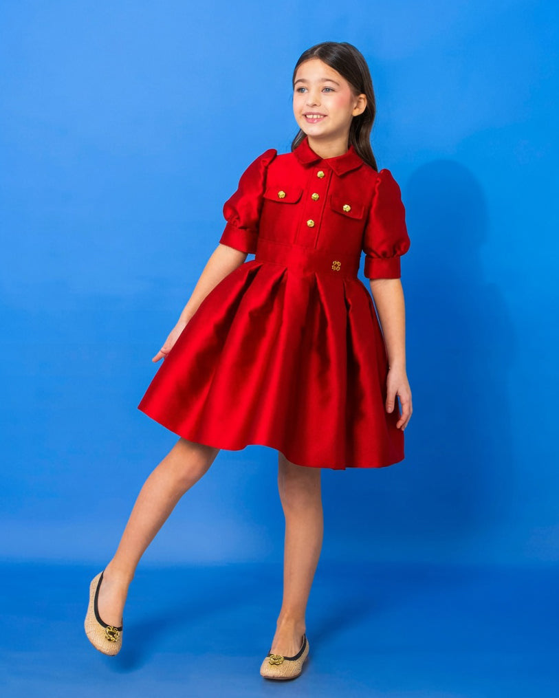 ELIE SAAB FALL 2026 Jacquard Princess Logo Dress in Red 12y / Red