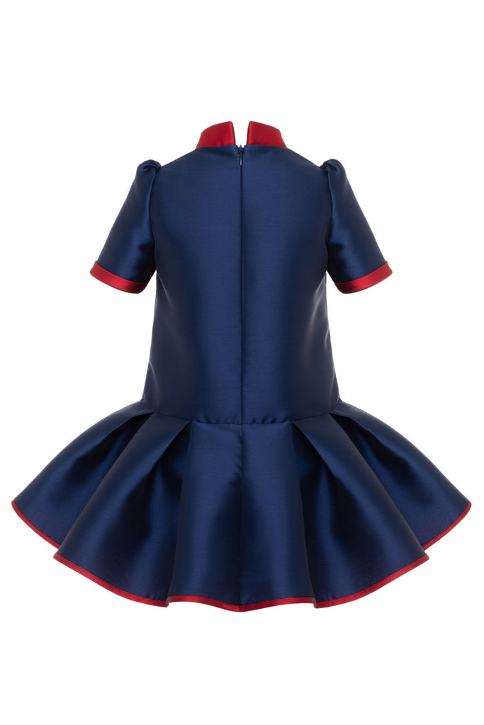 MIMISOL FALL 2026 Bi-Color Micado Dress in Navy