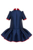MIMISOL FALL 2026 Bi-Color Micado Dress in Navy