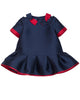 MIMISOL FALL 2026 Bi-Color Micado Baby Dress in Navy