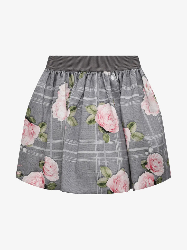 MONNALISA FALL 2026 Check Pink Rose Skirt
