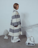 UNLABEL FW23 Friendly Coat in Milk and Grey Stripes