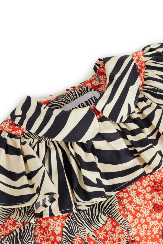 WOLF AND RITA "Bill & Tilda" Alzira Blouse Top in Zebra Garden