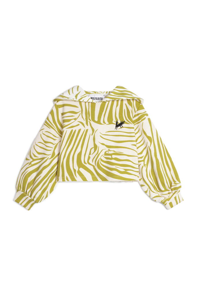 WOLF AND RITA "Bill & Tilda" Dalia Sweatshirt Top in Zebra Olive