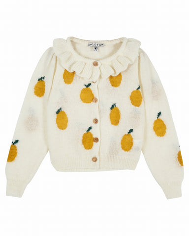 FISH&KIDS Knitted Polo Sweater with Embroidered Flower Peter Pan Collar (also in Adult)