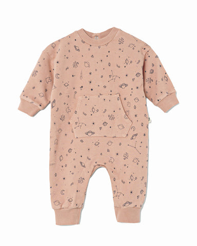 MY LITTLE COZMO "MANIFESTO n°1" Baby Soft Knit Jumpsuit Sleeper in Pink