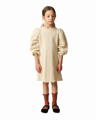 MY LITTLE COZMO "MANIFESTO n°1" Soft Knit Dress in Stone