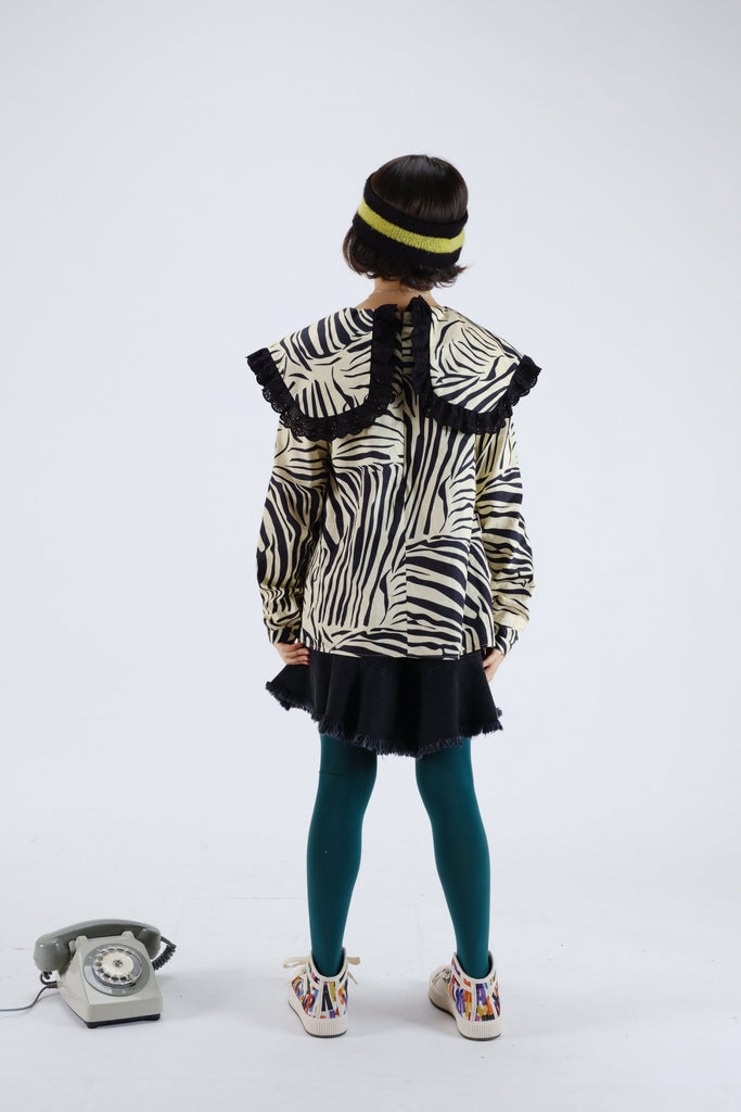 WOLF AND RITA "Bill & Tilda" Ermelinda Blouse Top in Zebra Black