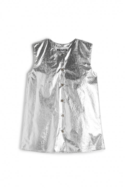 WOLF AND RITA "An Ode To Summer" CECILIA SILVER BLOUSE TOP
