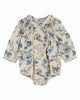 EMILE ET IDA FW25 BEBE ORCHID BLUE SMOCKED ROMPER