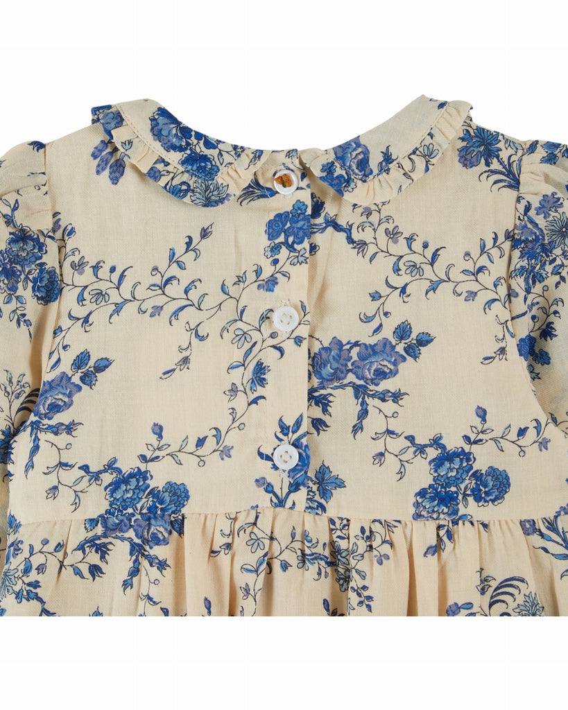 EMILE ET IDA FW25 BEBE ORCHID BLUE SMOCKED ROMPER