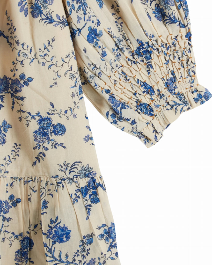 EMILE ET IDA FW25 ORCHID BLUE SMOCKED DRESS