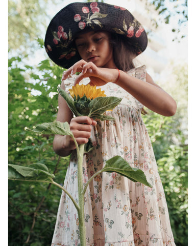 EMILE ET IDA SS26 Collared Short Sleeve Sweater with Spring Intarsia