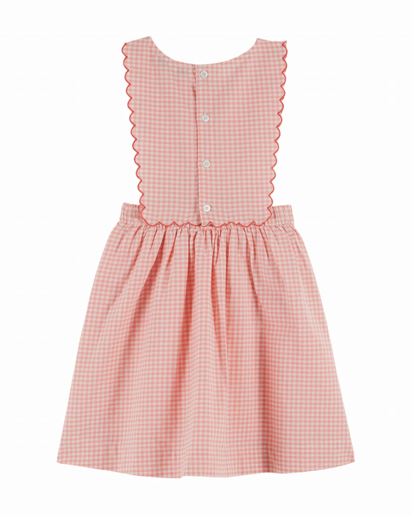 EMILE ET IDA SS26 Vichy Pinafore Dress with Embroidered Cherries