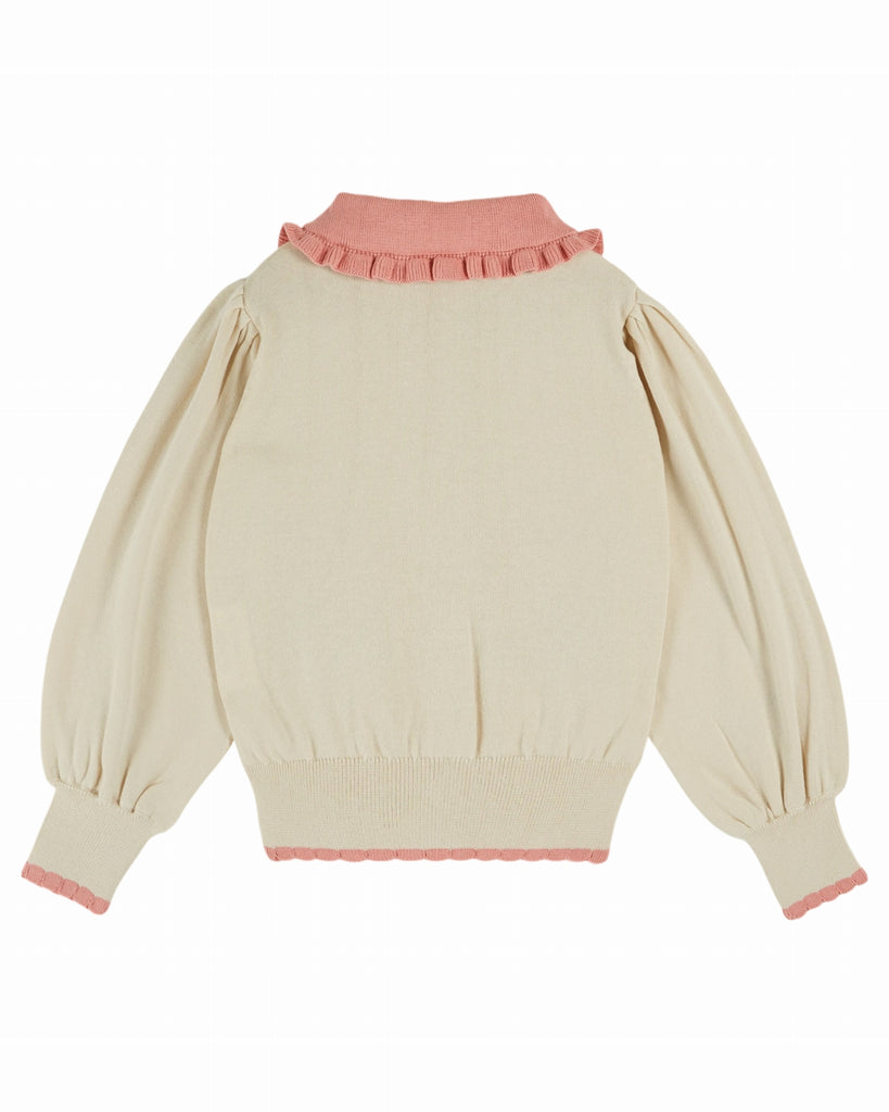 EMILE ET IDA SS26 Long Sleeve Cardigan with Flower Intarsia