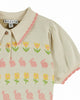 EMILE ET IDA SS26 Collared Short Sleeve Sweater with Spring Intarsia