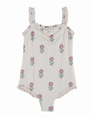 EMILE ET IDA SS26 Collared Short Sleeve Sweater with Spring Intarsia