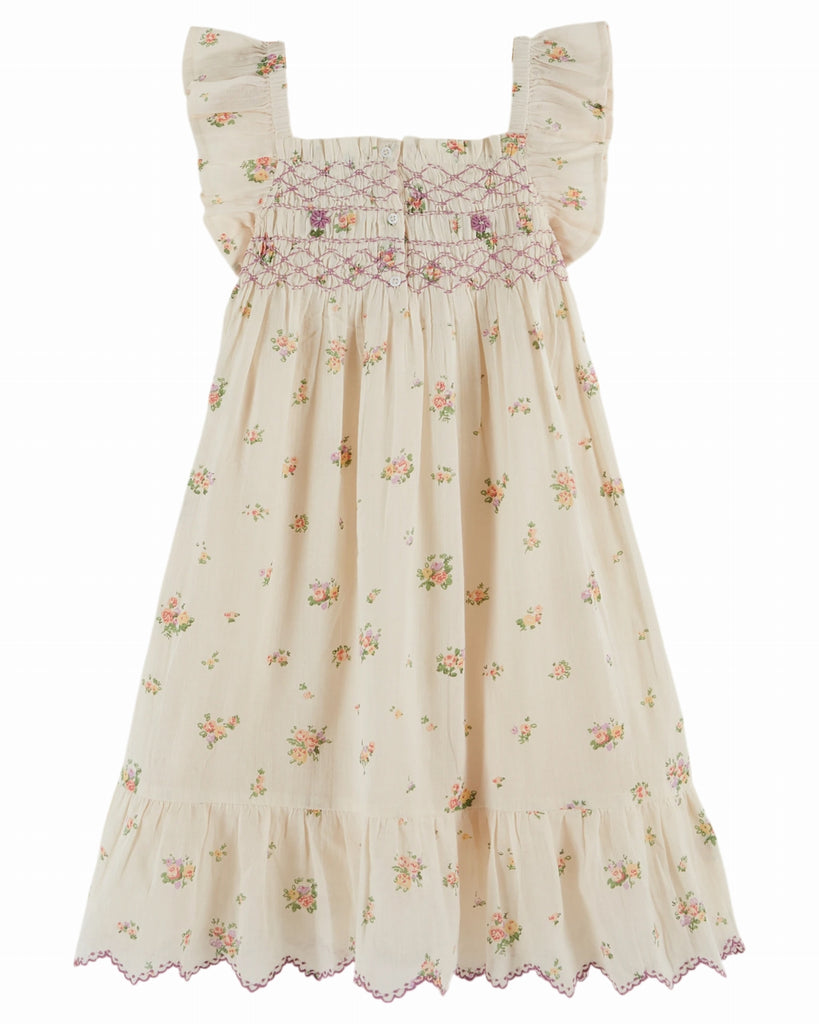 EMILE ET IDA SS26 Sun Dress with Smocked Bodice and Scalloped Edge