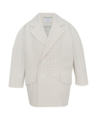 UNLABEL FW23 Enlighten Blazer Jacket in Milk and Grey Stripes