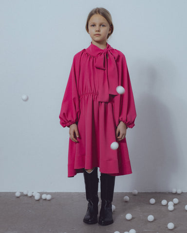 UNLABEL FW23 Triumph Dress with Buttons in Fuchsia