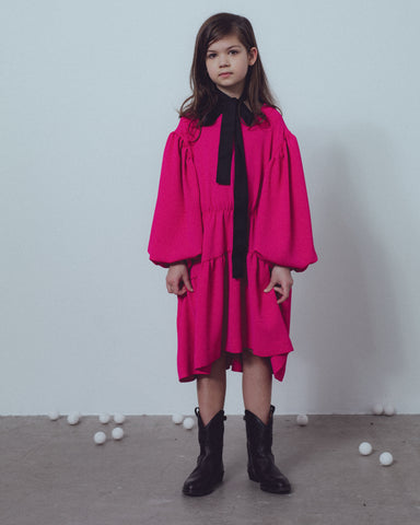 UNLABEL FW23 Triumph Dress with Buttons in Fuchsia