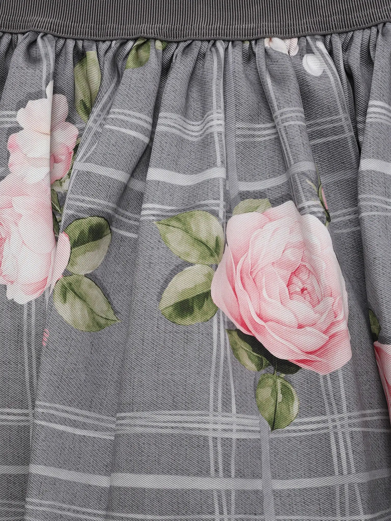 MONNALISA FALL 2026 Check Pink Rose Skirt