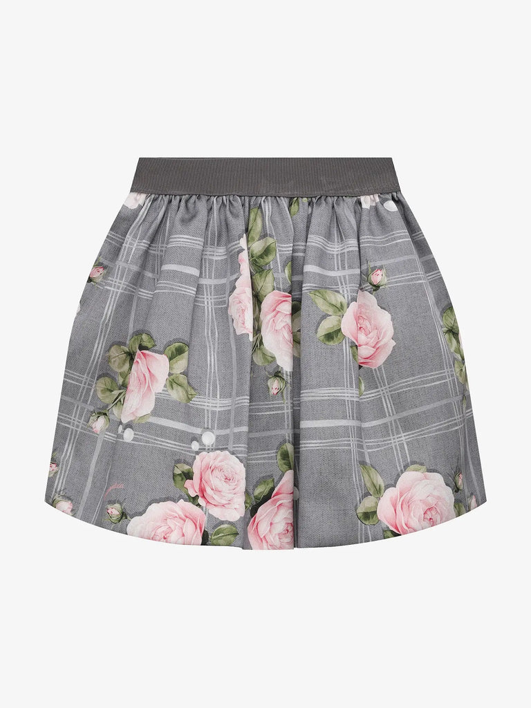 MONNALISA FALL 2026 Check Pink Rose Skirt