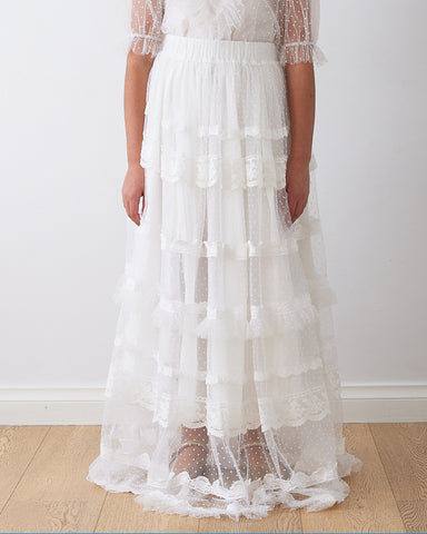 PETITE AMALIE "A Cinderella Story" Emma Embroidered Organza Dress in Black and Ivory