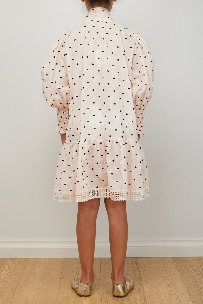 PETITE AMALIE "Wonderland" Embroidered Dot Pussy Bow Dress in Pink