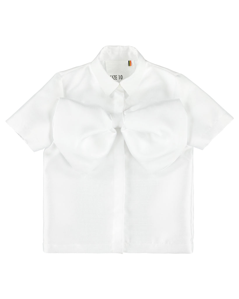 CAROLINE BOSMANS Ss23 Bow Shirt in White Tafetta