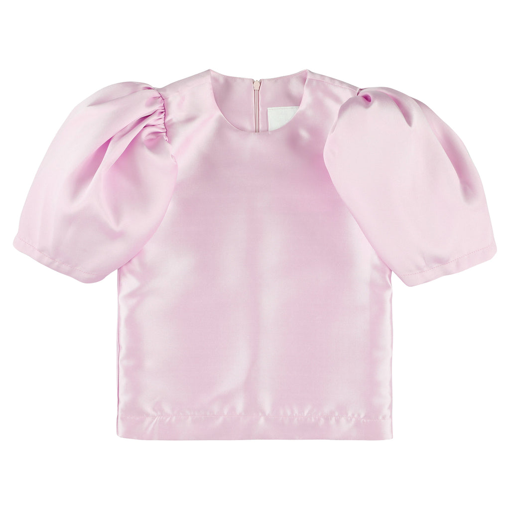 CAROLINE BOSMANS Ss23 Puffy Sleeve Top in Satin Pink