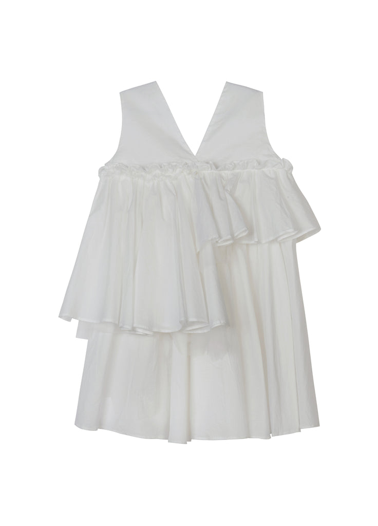 JNBY Cotton Sleeveless Tiered Dress in Pearl