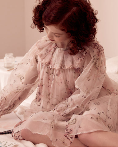 PETITE AMALIE "A Cinderella Story" Vintage Lace Velvet Dress in Cream