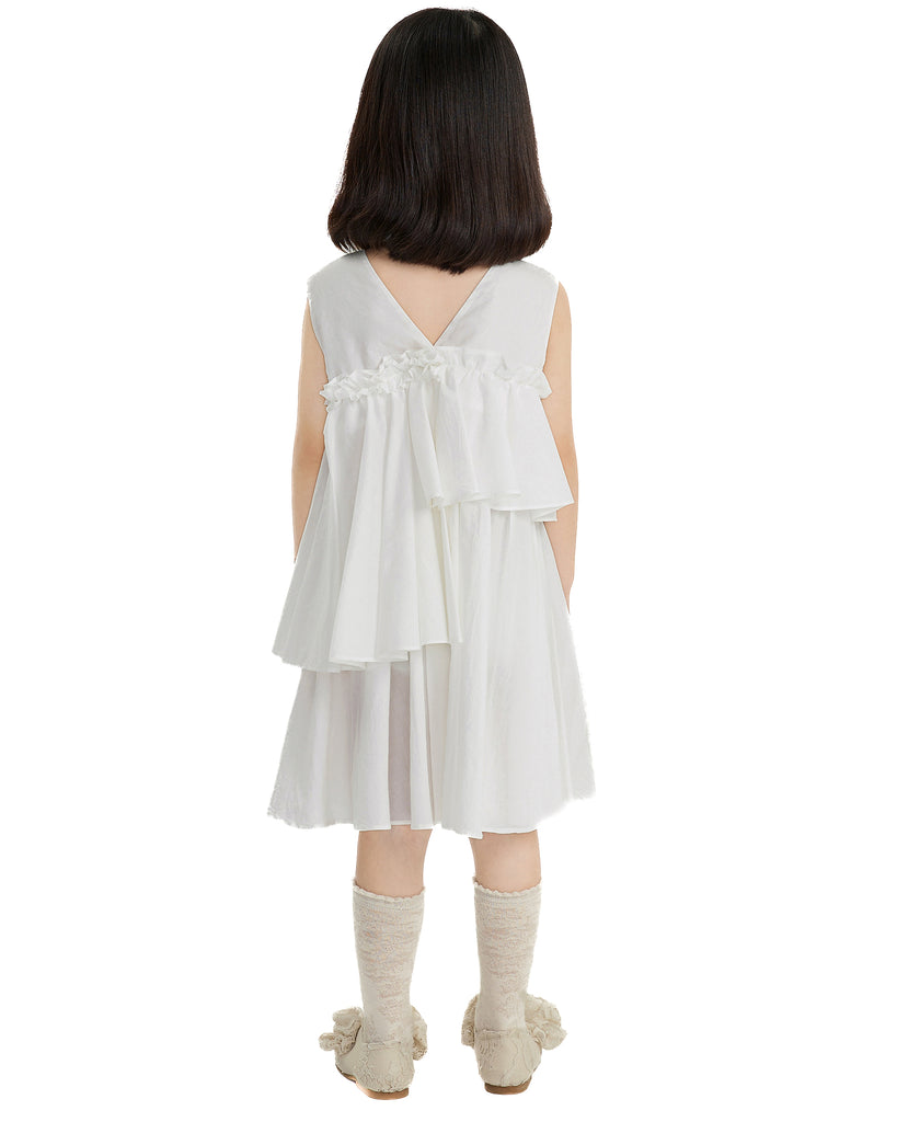JNBY Cotton Sleeveless Tiered Dress in Pearl