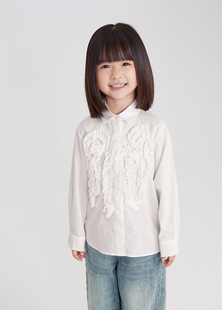 JNBY Cotton Long Sleeve Blouse with Ruffle Detail