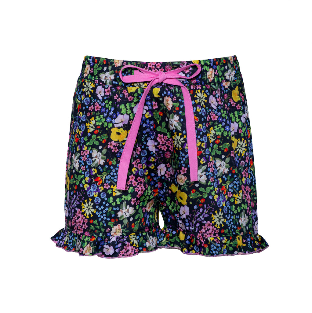 PAADE MODE "ROMANTIC MONSTERS" Ruffled Shorts in Meadow Black