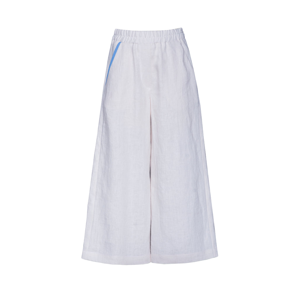 PAADE MODE "ROMANTIC MONSTERS" Linen Pants Forgetmenot in White