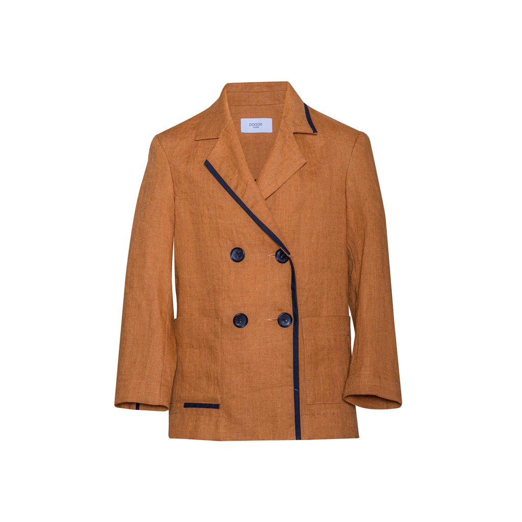 PAADE MODE "ROMANTIC MONSTERS" Linen Jacket Blazer Forgetmenot in Brown
