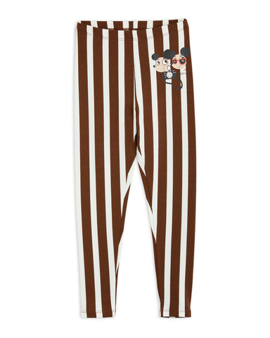 MINI RODINI "Book Club and Pigeon Post" Ritzratz Stripe Flared Trousers in Brown Stripe