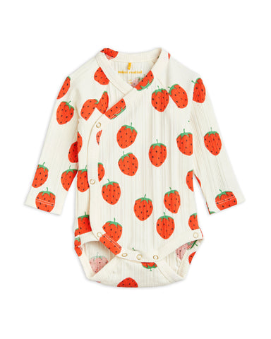 MINI RODINI "Book Club and Pigeon Post" Strawberries Baby Jumpsuit