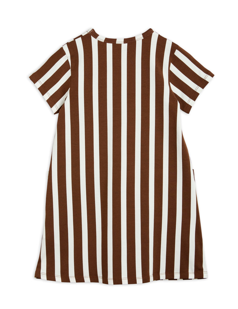 MINI RODINI "Book Club and Pigeon Post" Ritzratz Stripe Dress in Brown Stripe