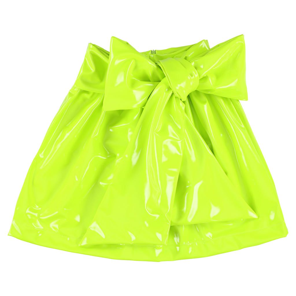 CAROLINE BOSMANS Ss23 Bow Skirt in Patent Glossy Neon Yellow