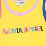 SONIA RYKIEL Rainbow Trim Yellow Tank Top T-Shirt