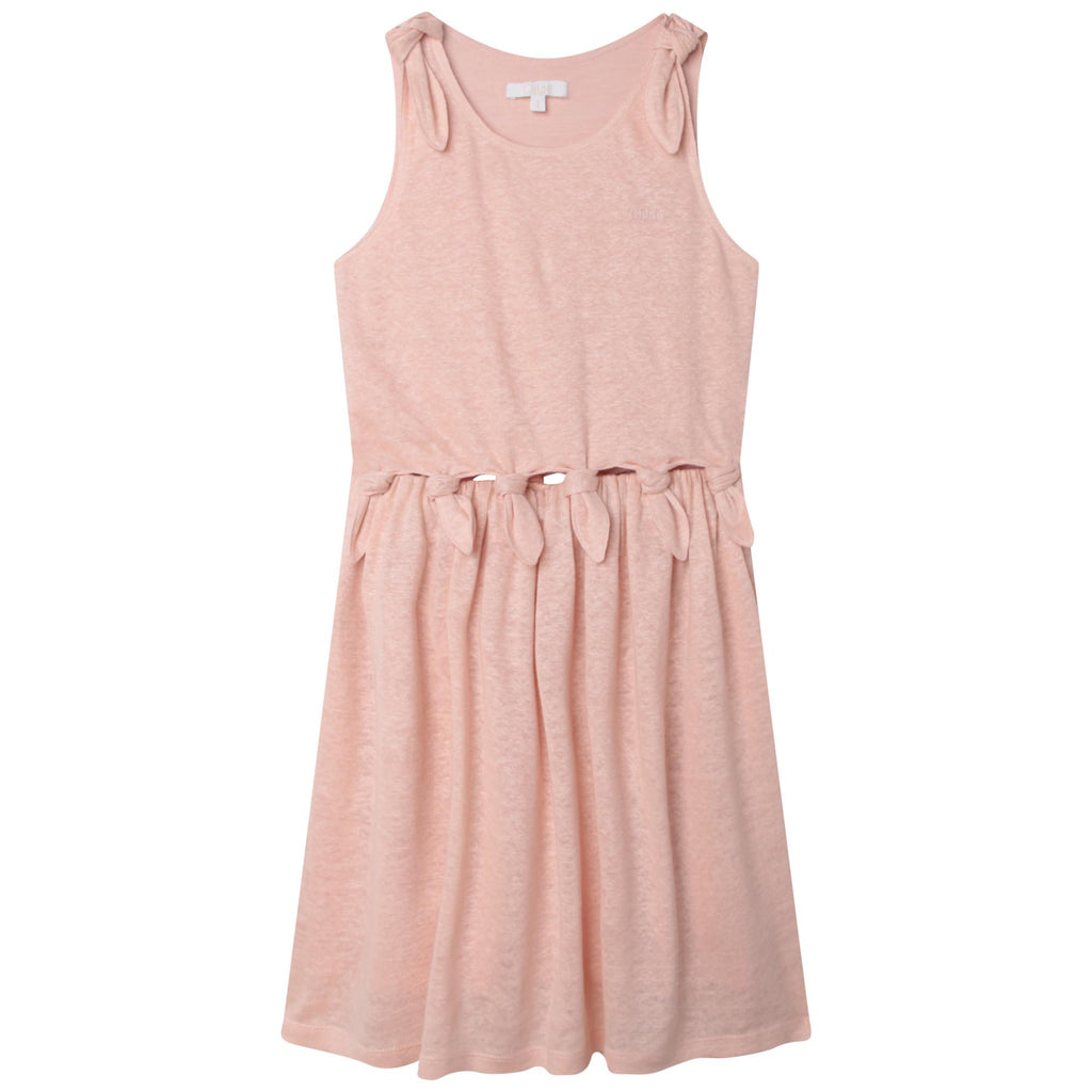 CHLOE Knotted Strappy Linen Jersey Dress