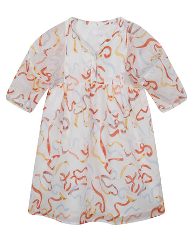 CHLOE White Ribbon Print Poncho Cover-up Dress