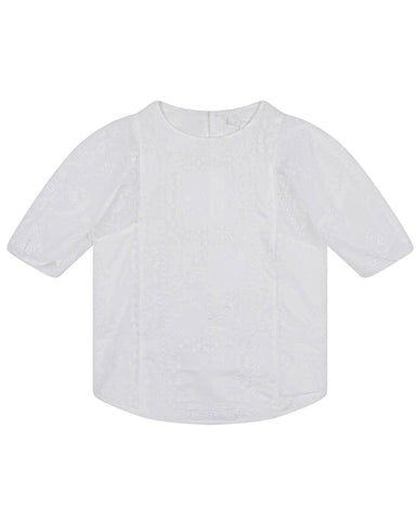 CHLOE Chambray Ruffle Sleeve T-shirt Top