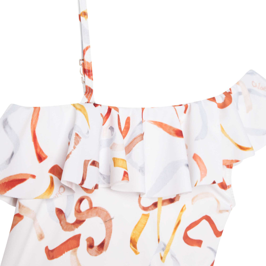 CHLOE White Ribbon Print Swimsuit