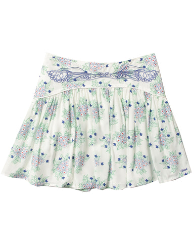 CHLOE Linen Blend Embroidered Detail Bow Shorts